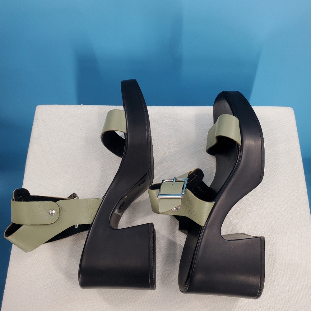 Asos green leather clog sandals 10 - Picture 14 of 16